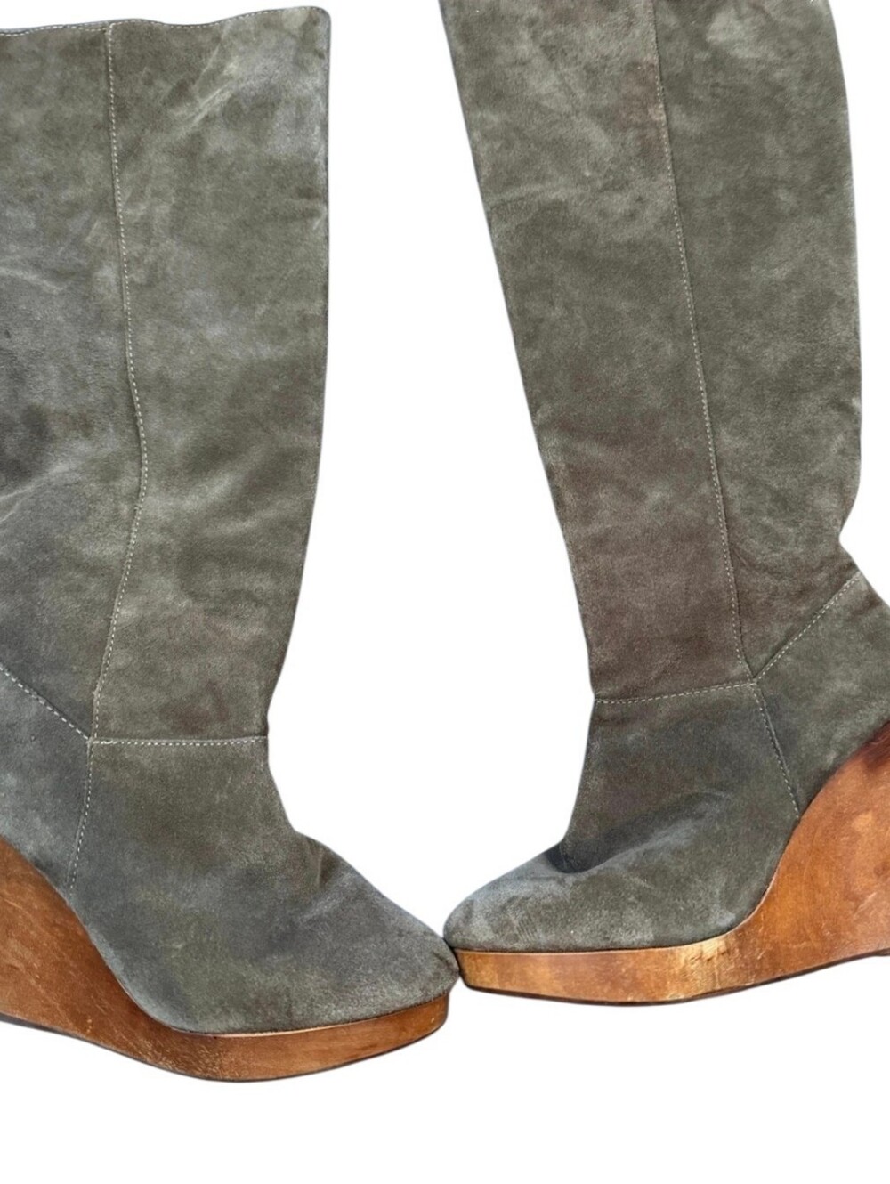 💕Cooperative Suede Knee-High Wedge Boots in Brown Olive Size 8💕